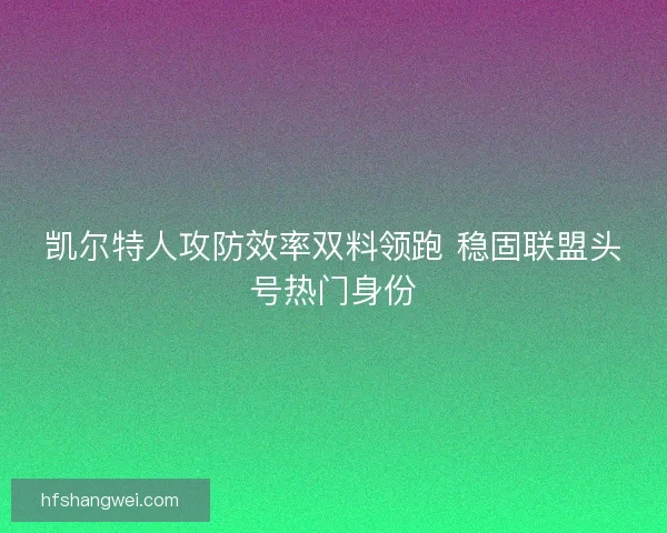 凯尔特人攻防效率双料领跑 稳固联盟头号热门身份