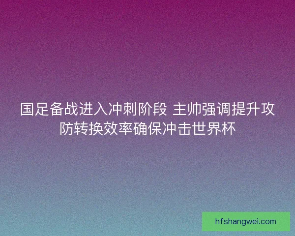 国足备战进入冲刺阶段 主帅强调提升攻防转换效率确保冲击世界杯