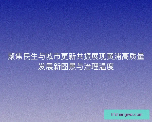 聚焦民生与城市更新共振展现黄浦高质量发展新图景与治理温度
