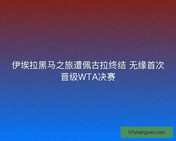 伊埃拉黑马之旅遭佩古拉终结 无缘首次晋级WTA决赛