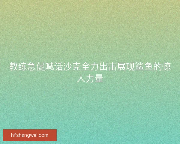 教练急促喊话沙克全力出击展现鲨鱼的惊人力量