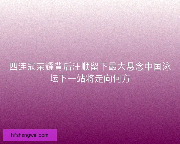 四连冠荣耀背后汪顺留下最大悬念中国泳坛下一站将走向何方